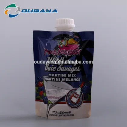 Customized Plastic Wine Spout Liquor Pouch Runner Wine