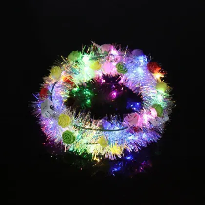 girl flower crowns LED string light flower headband