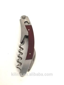 stainless steel wine opener with wooden handle