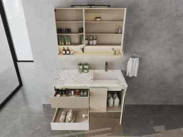 Organizador de gabinete de baño de acero inoxidable contemporáneo