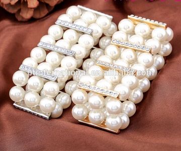 Bracelet, Alloy Charm Crystal Fashion Bracelet, Stretch Pearls Bracelet Jewelry SL0008