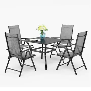 Adjustable Patio Foldable Dining Chairs: Portable, Outdoor Sling Chairs with 7 Levels of Height