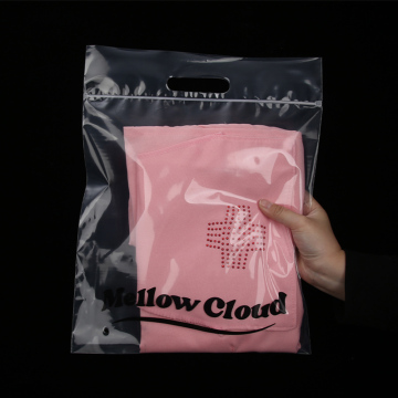 Frosted Transparent Clear Zipper Lock Bags with Handle for Clothing Packaging