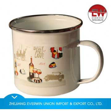 New arrival unique design 8cm logo printing enamel cup for 2016