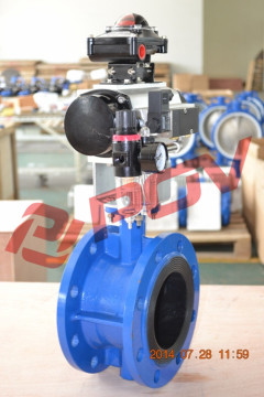 high quality pneumatic double acting double flanged butterfly valve