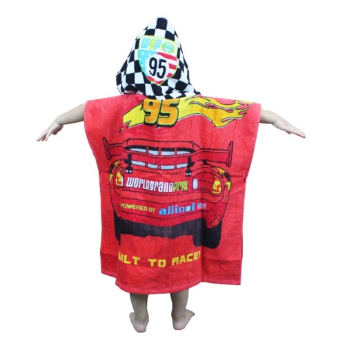 Kids hooded beach poncho towel printed