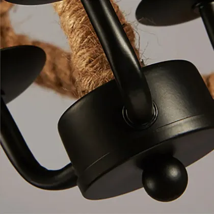 Hemp Rope Chandelier with Vintage Globe Iron Chain