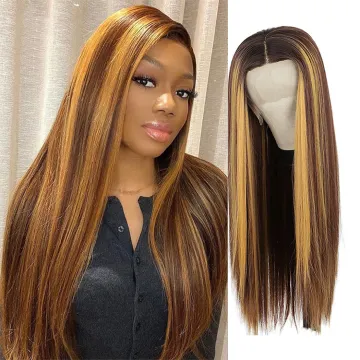 Lace Front Wig for Black Women highlight Honey Blonde Futura Fiber Synthetic wigs Heat Resistant Free Parting