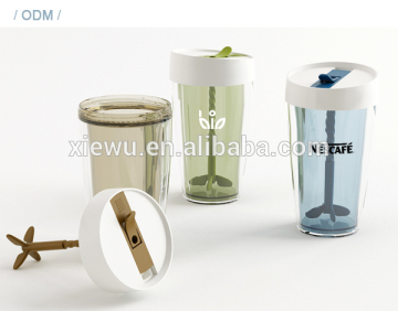 new design biodegradable plastic water bottle/coffee mixer cup
