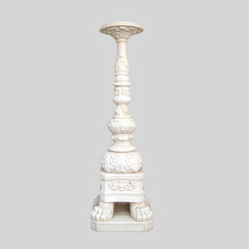 Luxury Carved Face White Marble Candle Holder