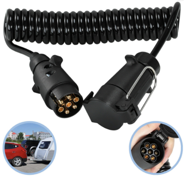7-pins trailer-extensie opgerolde kabel met adapterplug socket connector