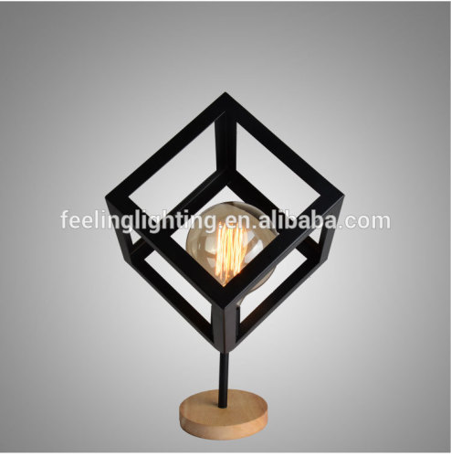 Hot selling modern square iron table lamp with free edison bulb made in china