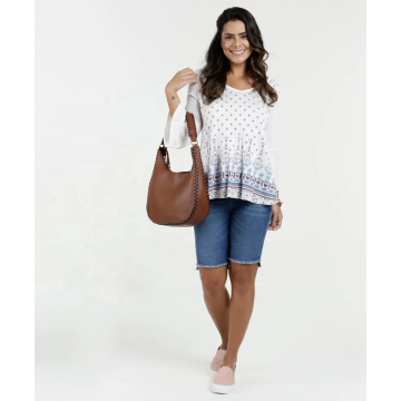 Tops de blusa com decote em V