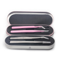 NEWCOME Eyelashes Extension 2 PCS Tweezers and Tweezers Storage Box Pink&Silver Suit Box Grafting Eye Lashes Beauty Makeup Tools