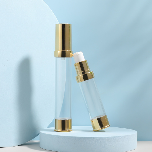 Customized Plastic Airless Bottle Gold Color Cosmetic Lotion Airless Bottle Set Manufactory
