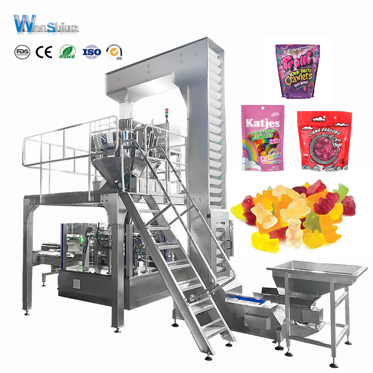 Multihead يزن حلو Gummy Bears Candy Doypack Bag Maching Machine