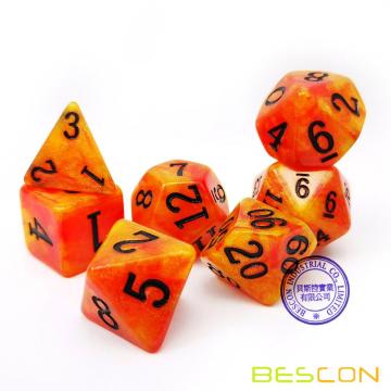 Série de jeux de dés en pierre magique Bescon, 7pcs Polyhedral RPG Dice Set Pierre Aura, Tinbox Set