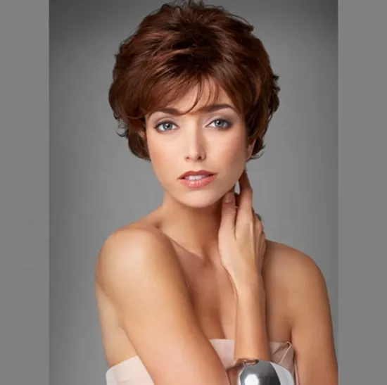Factory wholesale price short synthetic wigs dark brownwigs kinky curly hair natural wave hair for fashion women