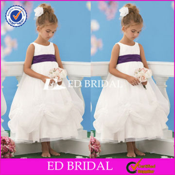 Lovely Girl For 6 Years Old White Purple Organza Little Queen Flower Girl Dress