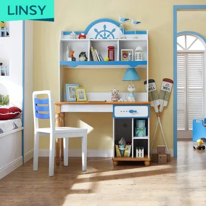Linsy Baby Room Kid Children Study Desk with Bookshelf