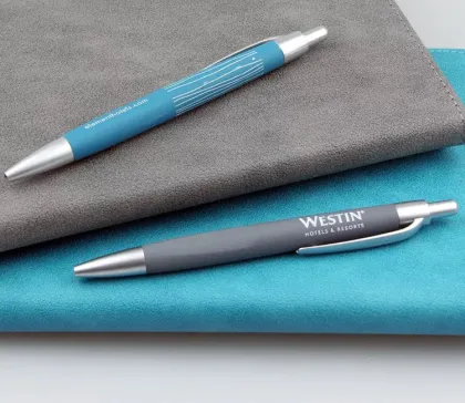 High Quality Sheraton Gift Printed Black Rubber Coated Hotel Pen