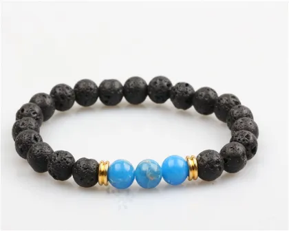 HSQ lava stone energy volcanic stone chakra seven colorful Buddha beads bracelet for wholesale