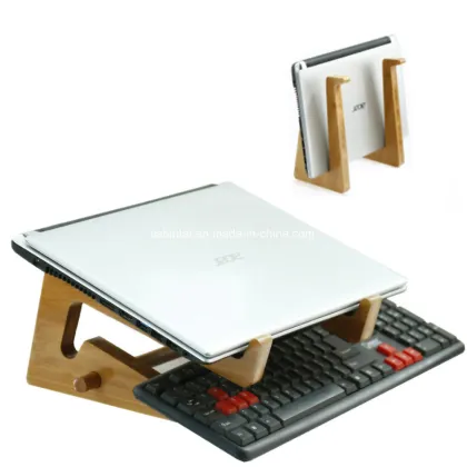 Universal Natural Bamboo Vertical Dock Computer Mounts for MacBook Wood Laptop Stand
