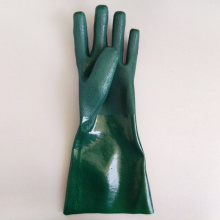 pvc coated green fishing sandy finish pvc gloves