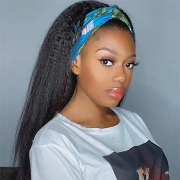 AliLeader Afro Curly Synthetic Headband Wig With Bangs In Hairbands Synthetic Hair Turban Wrap Hairband Headband Wigs