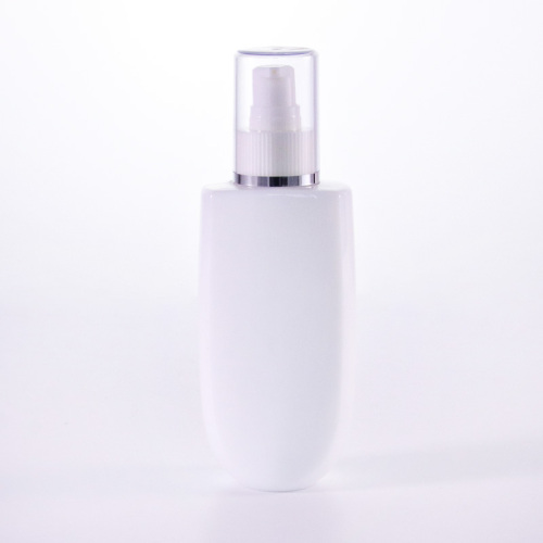 Opal White Glass Bottle With Clear Overcap