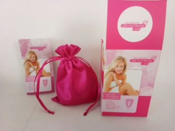 copa menstrual, menstrual cup, custom silicon menstrual with satin bag packaged