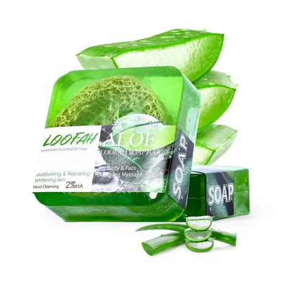 Aloe Vera Multi-Purpose Soaps: Face Wash, Loofah, and Shampoo Essential Oil Soap