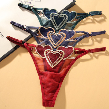 Cute Japanese Girl-Heart Lace Spandex Thong Panties