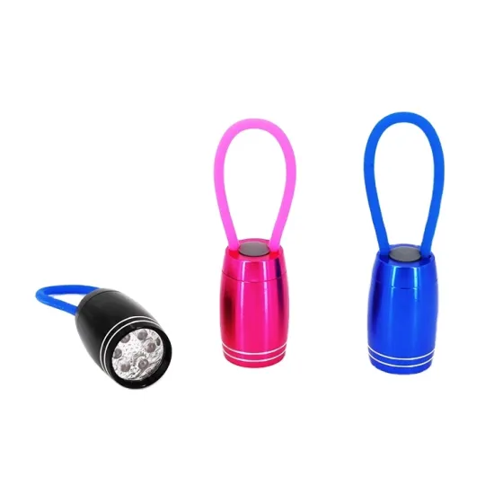 Aluminum Alloy Glow-in-the-Dark Keychain with Soft Loop Flashlight