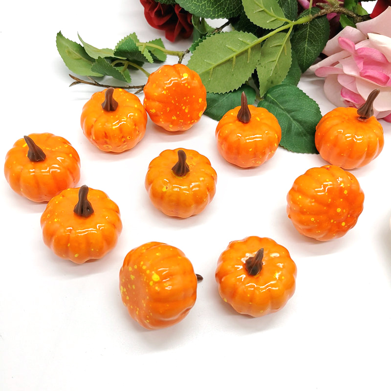 1/12pcs Orange/ White Artificial Pumpkin Ornament Halloween Home DIY Decoration Mini Fake Vegetables Foam Simulation Pumpkin