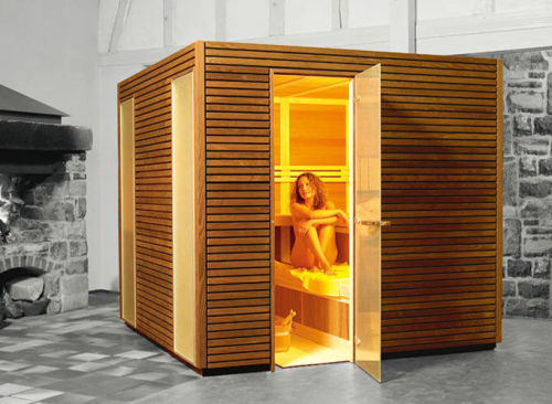 Traditional German Saunas For Family, 4 Person Corner Sauna Room