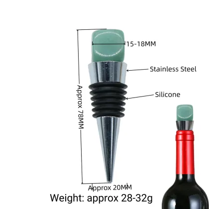 Crystal Wine Stoppers, Natural Gemstone Wine Stoppers for Wine Bottles, Decorative Wine Bottle Stoppers