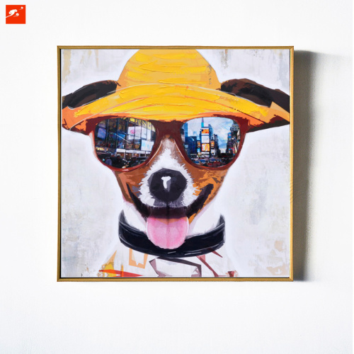 Puppy Canvas Print Sunglasses Dog Oil Painting