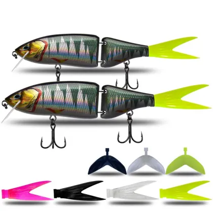 Multi Jointed Trolling Lures: Big Game Floating Hard Bait with Soft Tail for Bass