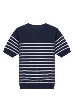 Men's Knitted Stripe Polo Shirt