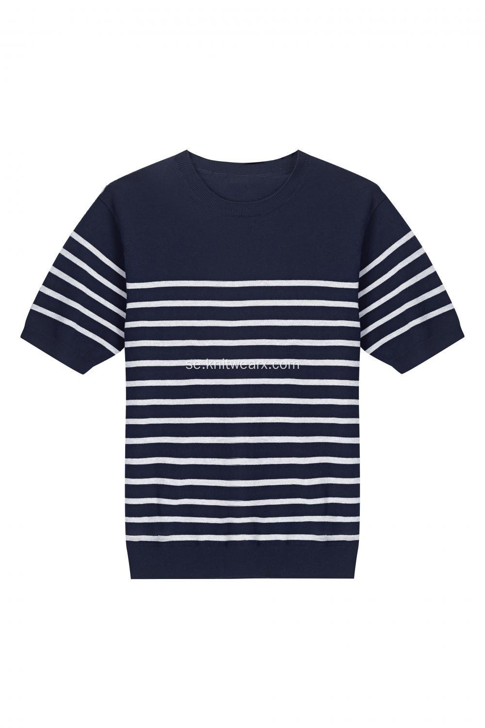 Mäns Strikkad Stripe Polo Shirt