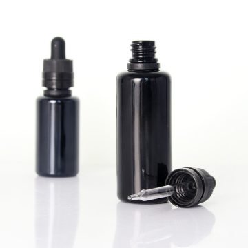 1oz Opaque Black Glass Airtight Serum Bottle with Dropper Measurement