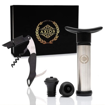 Wine Stoppers & Openers: Vacuum Pump Wine Preserver with Corkscrew by AXIOS
