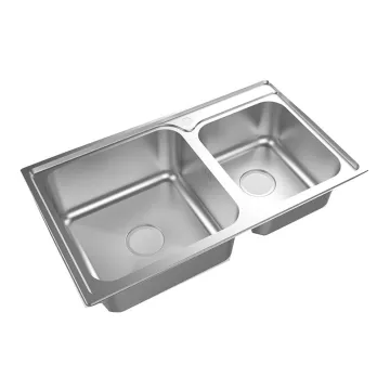 Commercial Kitchen and Home Kitchen SUS304 Stainless Steel Pressed Two Bowls Sink