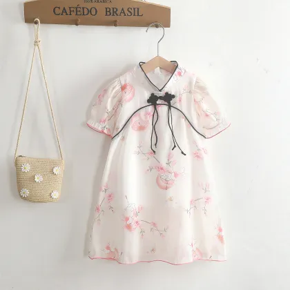 Summer Princess Qipao-Style Dress for Girls