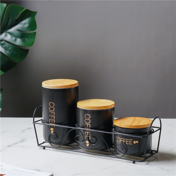 Ceramic Storage Jars with Wooden Lids for Tea, Coffee, and More