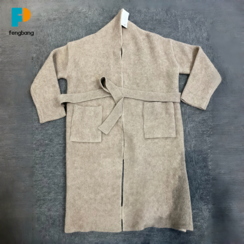 Yulaf Ezmesi Renginde Premium Çift Taraflı Yün Kaban