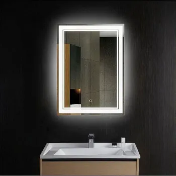 Vertical LED Bathroom Silvered Mirror with Touch Button/28 Inch x 36 Inch (YJ-DZJ-I)