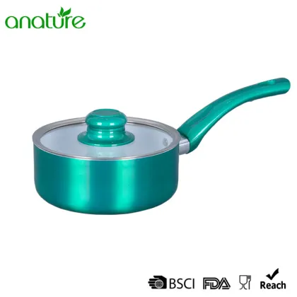 Green Pressed Creamic Customized 7Pcs Cookware Set