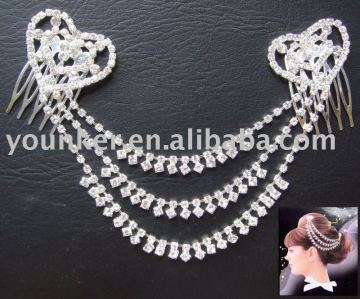 New !Fashion accessory twin chained hair comb,wedding hair comb,bridal hair jewelry